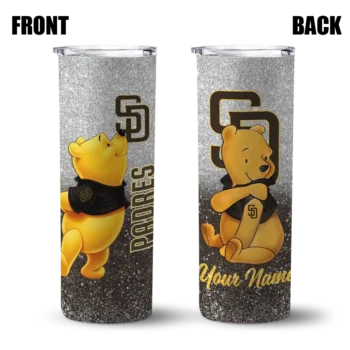 custom san diego padres winnie the pooh brown gray skinny tumbler fashion forward.webp