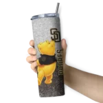 custom san diego padres winnie the pooh brown gray skinny tumbler best selling.webp