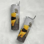 custom san diego padres winnie the pooh brown gray skinny tumbler best selling.webp