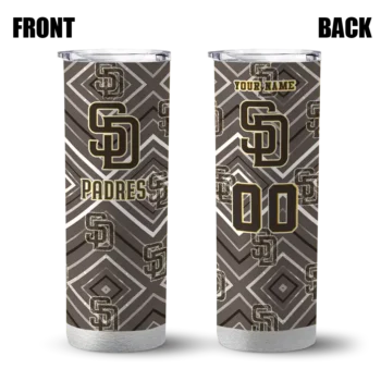 custom san diego padres zipper leopard brown skinny tumbler fashion forward.webp