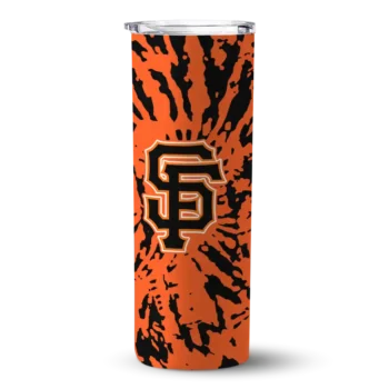 custom san francisco giants metallic grid orange skinny tumbler best selling.webp