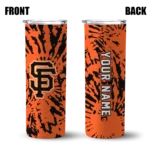 custom san francisco giants metallic grid orange skinny tumbler best selling.webp