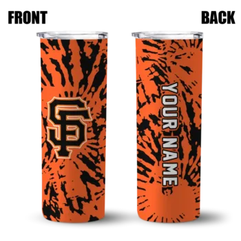 custom san francisco giants metallic grid orange skinny tumbler fashion forward.webp