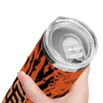 custom san francisco giants metallic grid orange skinny tumbler best selling.webp