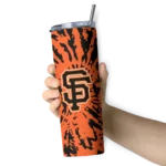 custom san francisco giants metallic grid orange skinny tumbler best selling.webp