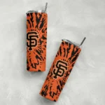 custom san francisco giants metallic grid orange skinny tumbler best selling.webp