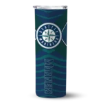 custom seattle mariners camo texture navy blue skinny tumbler best selling.webp