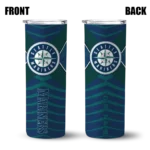 custom seattle mariners camo texture navy blue skinny tumbler best selling.webp
