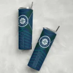 custom seattle mariners camo texture navy blue skinny tumbler best selling.webp