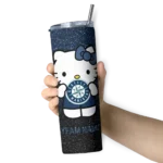 custom seattle mariners hello kitty navy blue black skinny tumbler best selling.webp