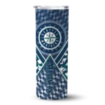 custom seattle mariners monogram burst navy blue white skinny tumbler best selling.webp