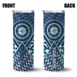 custom seattle mariners monogram burst navy blue white skinny tumbler best selling.webp