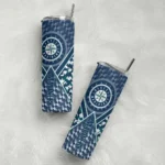 custom seattle mariners monogram burst navy blue white skinny tumbler best selling.webp