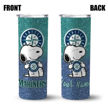 custom seattle mariners snoopy attitude navy blue skinny tumbler fashion forward.webp