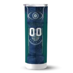 custom seattle mariners stacked diamond navy blue skinny tumbler best selling.webp
