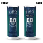 custom seattle mariners stacked diamond navy blue skinny tumbler best selling.webp