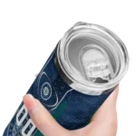 custom seattle mariners stacked diamond navy blue skinny tumbler best selling.webp