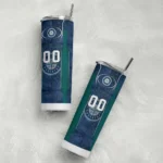 custom seattle mariners stacked diamond navy blue skinny tumbler best selling.webp