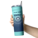 custom seattle mariners swirl texture navy blue skinny tumbler best selling.webp