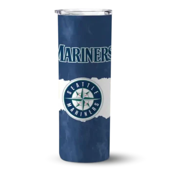 custom seattle mariners torn band navy blue white skinny tumbler best selling.webp