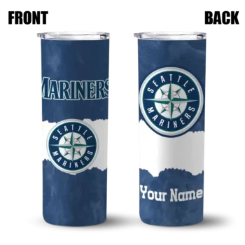 custom seattle mariners torn band navy blue white skinny tumbler fashion forward.webp
