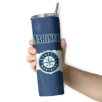 custom seattle mariners torn band navy blue white skinny tumbler best selling.webp