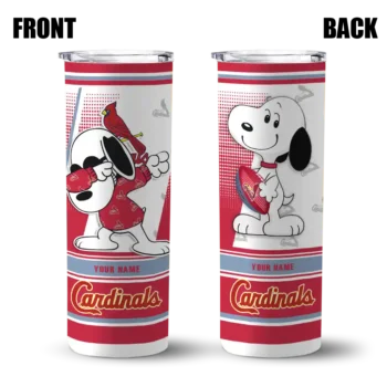 custom st louis cardinals snoopy dog red white skinny tumbler fashion forward.webp