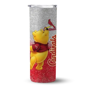 custom st louis cardinals winnie the pooh red gray skinny tumbler best selling.webp