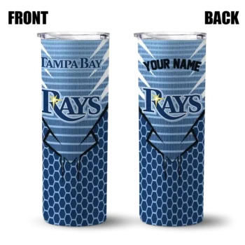 custom tampa bay rays chevron stripes navy skinny tumbler fashion forward.webp