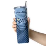custom tampa bay rays chevron stripes navy skinny tumbler best selling.webp