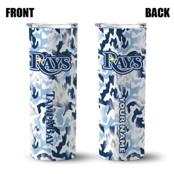 custom tampa bay rays claw marks navy white skinny tumbler fashion forward.webp