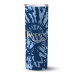 custom tampa bay rays metallic grid navy skinny tumbler best selling.webp