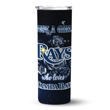 custom tampa bay rays rose romance navy black skinny tumbler best selling.webp