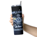 custom tampa bay rays rose romance navy black skinny tumbler best selling.webp
