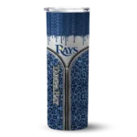 custom tampa bay rays sparkle drip navy skinny tumbler best selling.webp