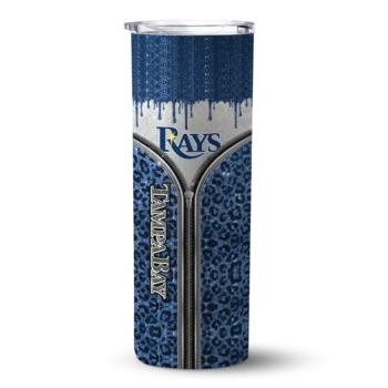 custom tampa bay rays sparkle drip navy skinny tumbler best selling.webp