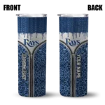 custom tampa bay rays sparkle drip navy skinny tumbler best selling.webp