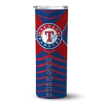 custom texas rangers camo texture blue skinny tumbler best selling.webp