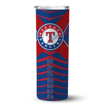 custom texas rangers camo texture blue skinny tumbler best selling.webp