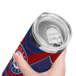 custom texas rangers camo texture blue skinny tumbler best selling.webp