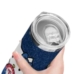 custom texas rangers hello kitty blue black skinny tumbler best selling.webp