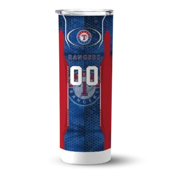 custom texas rangers stacked diamond blue skinny tumbler best selling.webp