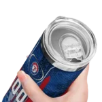 custom texas rangers stacked diamond blue skinny tumbler best selling.webp
