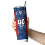 custom texas rangers stacked diamond blue skinny tumbler best selling.webp