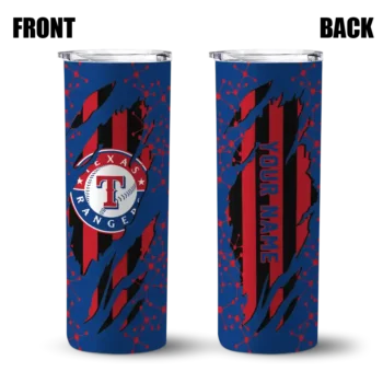 custom texas rangers star pop blue black skinny tumbler fashion forward.webp