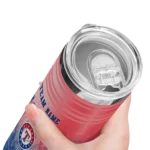 custom texas rangers swirl texture blue skinny tumbler best selling.webp