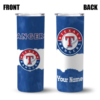custom texas rangers torn band blue white skinny tumbler fashion forward.webp