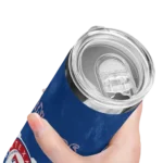 custom texas rangers torn band blue white skinny tumbler best selling.webp