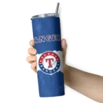 custom texas rangers torn band blue white skinny tumbler best selling.webp