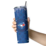 custom toronto blue jays camo streak blue skinny tumbler best selling.webp